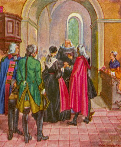 Burgertrauung In Augsburg / Boda civil en Augsburgo (litografía en color) de Christophe (1856 1945)