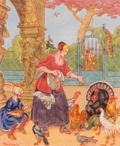 Geflugelhof / Granja avícola (litografía en color) de Christophe (1856 1945)