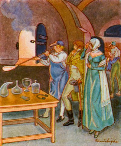 Soplador de vidrio (litografía en color) de Christophe (1856 1945)