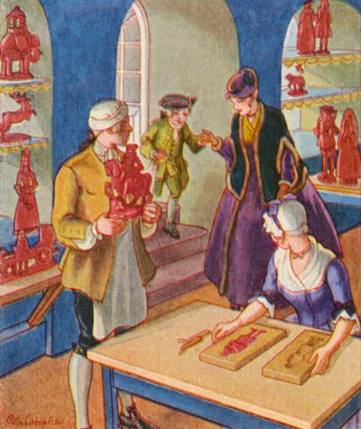 Lebzelter Und Wachszieher / Lebzelter and Wax Puller (litografía en color) de Christophe (1856 1945)