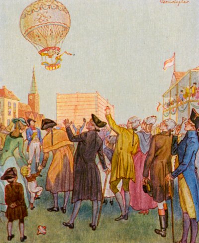 Luftballon / Globo (litografía en color) de Christophe (1856 1945)