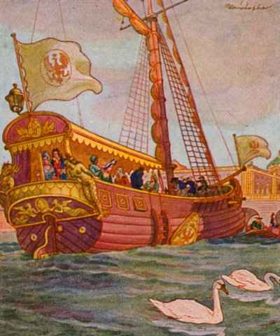 Lustyacht / Yate de recreo (litografía en color) de Christophe (1856 1945)