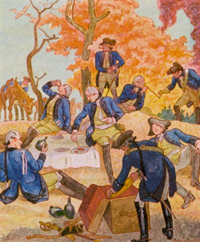 Offiziers-Picknick / Picnic de oficiales (litografía en color) de Christophe (1856 1945)