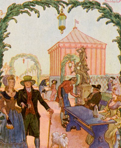 Schmausengarten Vor Nurnberg / Jardín de las fiestas frente a Núremberg (litografía en color) de Christophe (1856 1945)