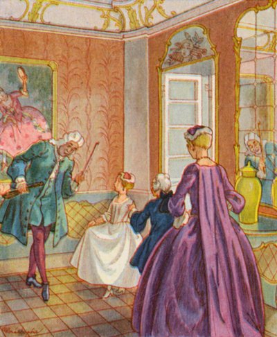 Tanzstunde / Lección de baile (litografía en color) de Christophe (1856 1945)
