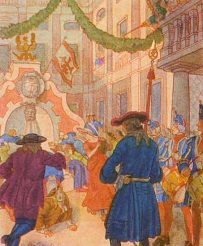 Weinbrunnen Und Ochse / Fuente del Vino y Buey (litografía en color) de Christophe (1856 1945)