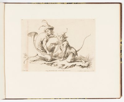 Placa 10, Le Maître de Cors de Chasse, Singeries ou différentes actions de la vie humaine représentées par des singes de Christophe Huet