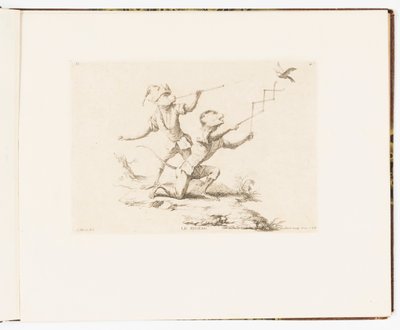 Placa 4, Le Zigzag (El Zigzag), Singeries ou différentes actions de la vie humaine représentées par des singes (Payasadas o diferentes acciones de la vida humana representadas por monos) de Christophe Huet
