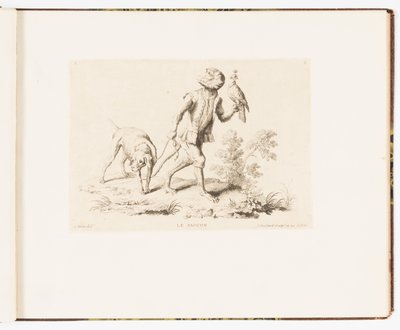 Placa 5, Le Faucon (El Halcón), Singeries ou différentes actions de la vie humaine représentées par des singes (Payasadas de monos o diferentes acciones de la vida humana representadas por monos) de Christophe Huet