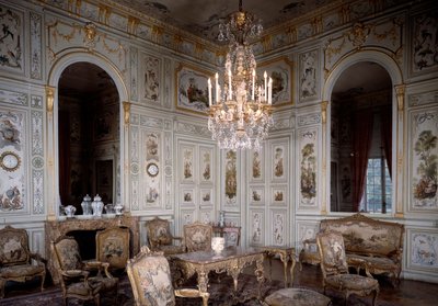 Vista del gran salón del Château de Champs sur Marne. Decorado por Christophe Huet (1700-1759) de Christophe Huet