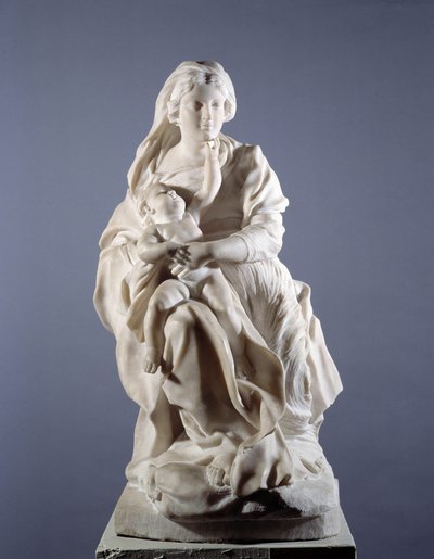 Virgen y Niño Escultura de mármol de Christophe Veyrier