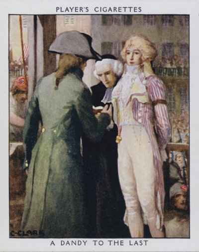 Un Dandy hasta el final, mientras Sansón, el verdugo, pregunta si puede quitarle el corbatín al aristócrata de Christopher (after) Clark