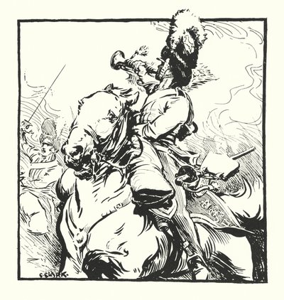 Corneta de los Scots Greys, dibujo para un anuncio de los cigarrillos Greys de Major Drapkin & Co de Christopher (after) Clark