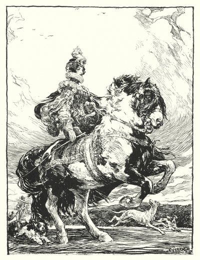 Mujer con traje Tudor cazando a caballo de Christopher (after) Clark
