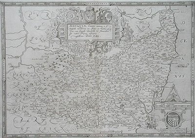 Mapa de Suffolk, grabado por William Web de Christopher (after) Saxton