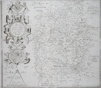 Mapa de Wiltshire, grabado por William Web, publicado en 1645 de Christopher (after) Saxton