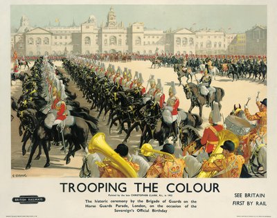 Desfile del color, cartel publicitario de British Railways, c.1950 de Christopher Clark