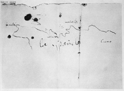 Bosquejo de la costa de Española, dibujado por Colón en el primer viaje, del original en posesión del Duque de Berwick y de Alba, 1492 de Christopher Columbus