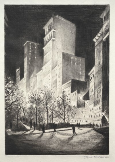 Tres de la Mañana: Una Esquina por Madison Avenue (también conocido como 2 AM Nueva York y Metrópolis) de Christopher Richard Wynne Nevinson