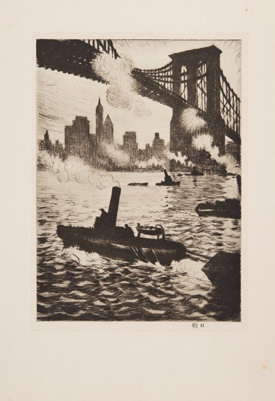 Bajo el Puente de Brooklyn, pub 1921 de Christopher Richard Wynne Nevinson