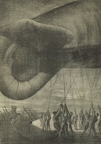 Bajando un globo de observación por la noche, 1918 de Christopher Richard Wynne Nevinson