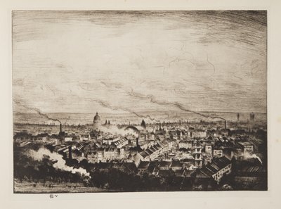 Londres desde Parliament Hill, pub.1923 (aguafuerte) de Christopher Richard Wynne Nevinson