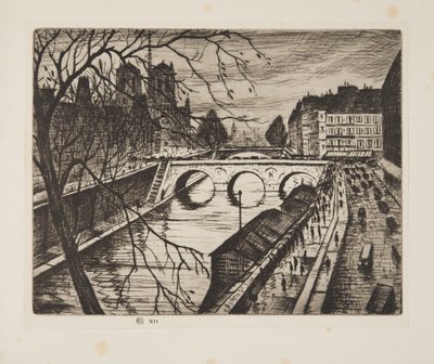 Notre Dame, Los muelles de París, pub.1931 (aguafuerte) de Christopher Richard Wynne Nevinson