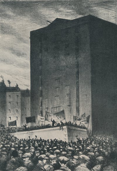 La huelga ferroviaria - Reunión en Tower Hill, 1919, 1920 de Christopher Richard Wynne Nevinson