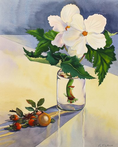Begonia blanca y escaramujos de Christopher Ryland