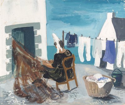 Remendando redes, Tréboul, c.1930 de Christopher Wood