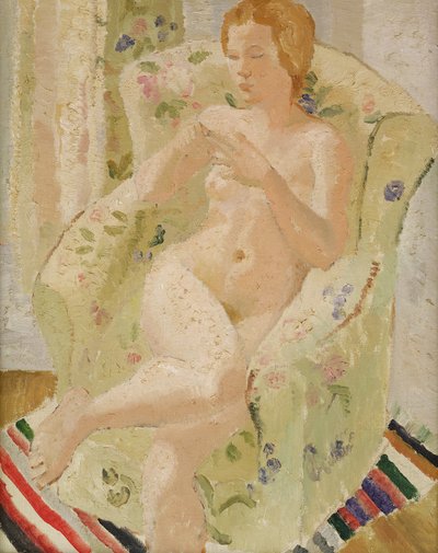 Chica desnuda sentada en un interior, 1928 de Christopher Wood