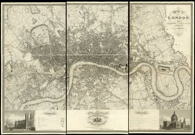 Mapa de Londres, a partir de una encuesta real realizada en los años 1824 de Christopher and John (fl.1821 40) Greenwood