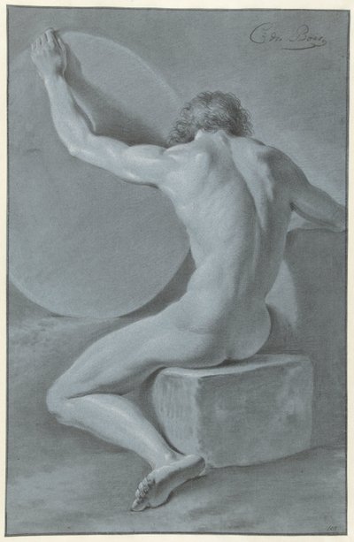 Desnudo masculino sentado, visto desde atrás de Chrétien Dubois