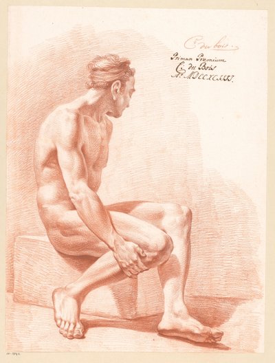Desnudo masculino sentado, vista lateral (1er premio 1794) de Chrétien Dubois