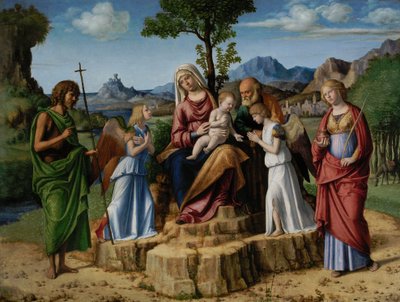 Descanso durante la huida a Egipto con San Juan Bautista de Cima da Conegliano