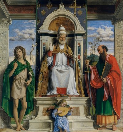 Simón Pedro, Juan el Bautista y Pablo de Tarso de Cima da Conegliano