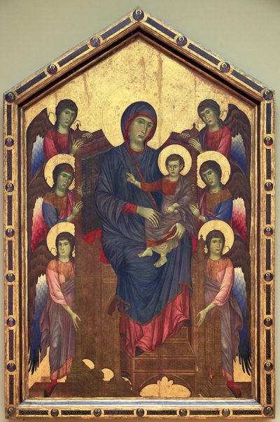La Virgen y el Niño en majestad rodeados de seis ... de Cimabue (c.1240 c.1301)