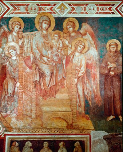 Madonna con niños en el trono, cuatro ángeles y San Francisco de Asís de Cimabue