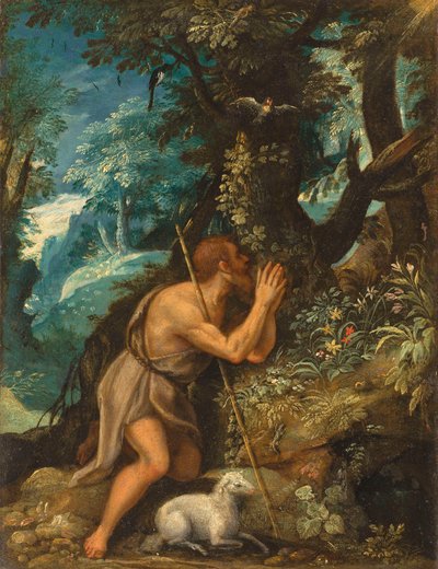 San Juan en el desierto de Circle of Adam Elsheimer