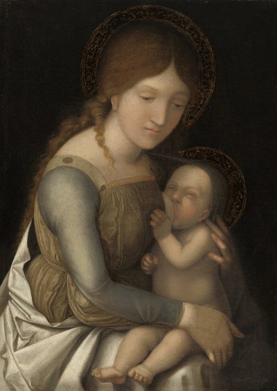 Madonna y niño de Circle of Andrea Mantegna