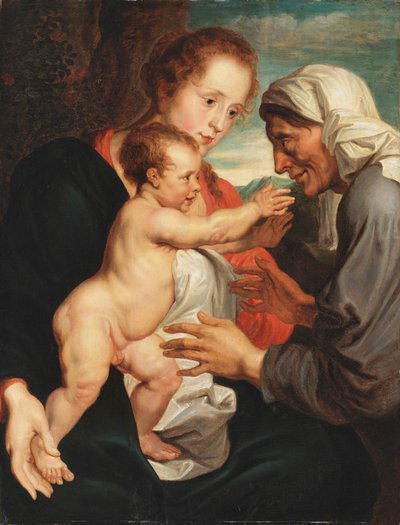 La Virgen y el Niño con Santa Ana de Circle of Anthony van Dyck