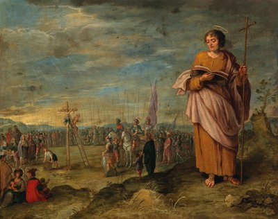 Frans Francken II (círculo) Evangelista y Crucifixión de Cristo de Circle of Frans Francken the Younger