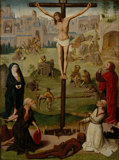 La Crucifixión con San Jerónimo y San Domingo y Escenas de la Pasión de Circle of Geertgen tot Sint Jans