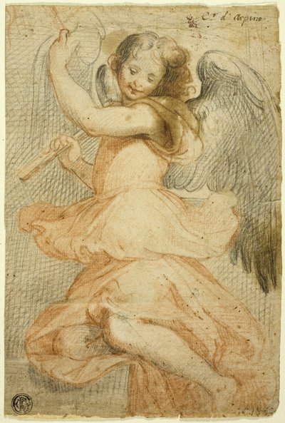 Ángel con una flauta en la mano de Circle of Giuseppe Cesari