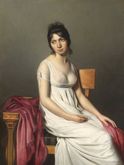 Retrato de una mujer joven de Circle of Jacques Louis David