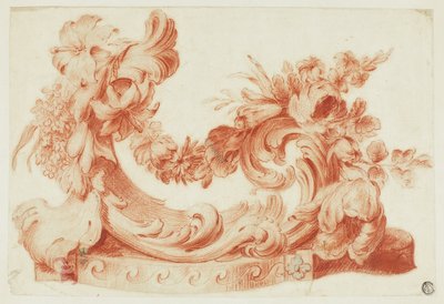 Diseño ornamental con flores de Circle of Jean Baptiste Pillement