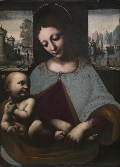 Virgen y niño de Circle of Leonardo da Vinci