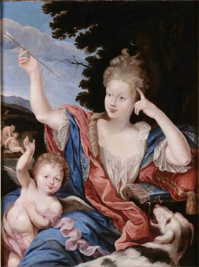 "Retrato de una dama vestida de Diana". de Circle of Pierre Mignard I