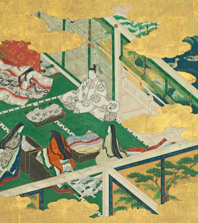 Una hermosa guirnalda Tamakazura, siglo XVII de Circle of Tosa Mitsuyoshi