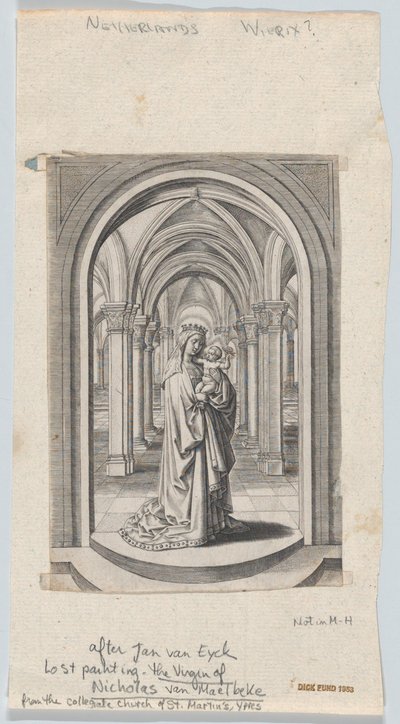 Virgen y Niño en una Iglesia, también conocida como la Virgen de Van Maelbeke de Circle of the Brothers Wierix.